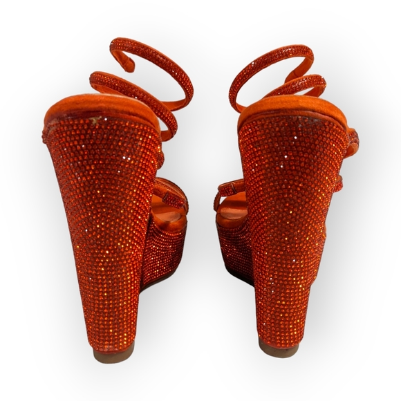 Azalea Wang Orange Cosmo Platform Wedge Sandal, 7M - Picture 8 of 13